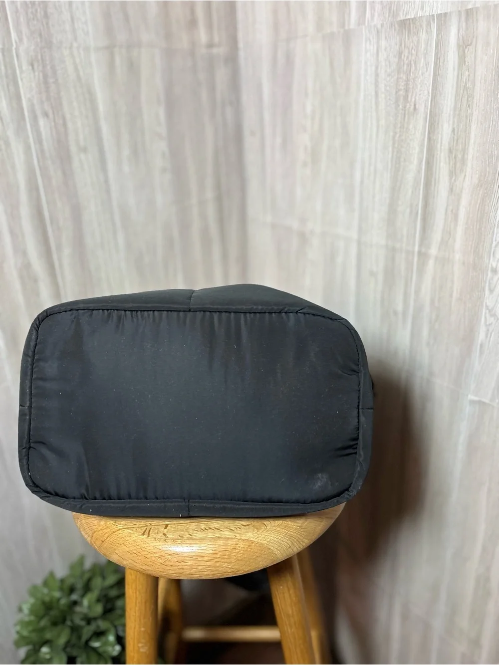 Bearpaw Black Quilted Puffer Tote Bag with Cozy Faux-Shearling Trim